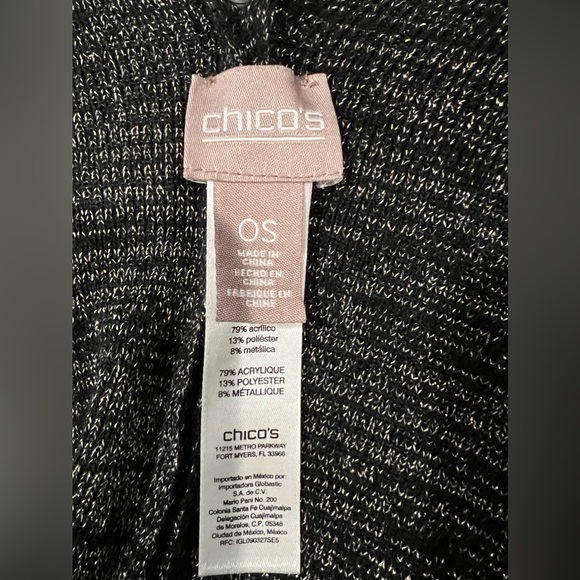 Chico’s Shawl Wrap Black Metallic OS - Picture 6 of 8